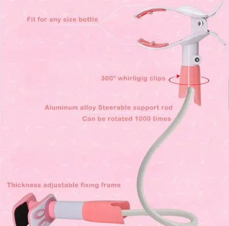 Extended 1.05 metre baby feeding bracket in blue, adjustable bottle holder for breastfeeding mothers