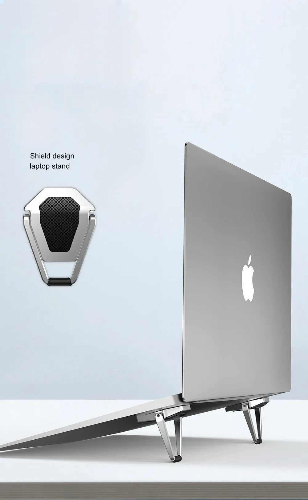 Foldable zinc alloy tablet and laptop cooling bracket, black and silver, 4.8cm x 3.5cm x 0.62cm, pack of 2