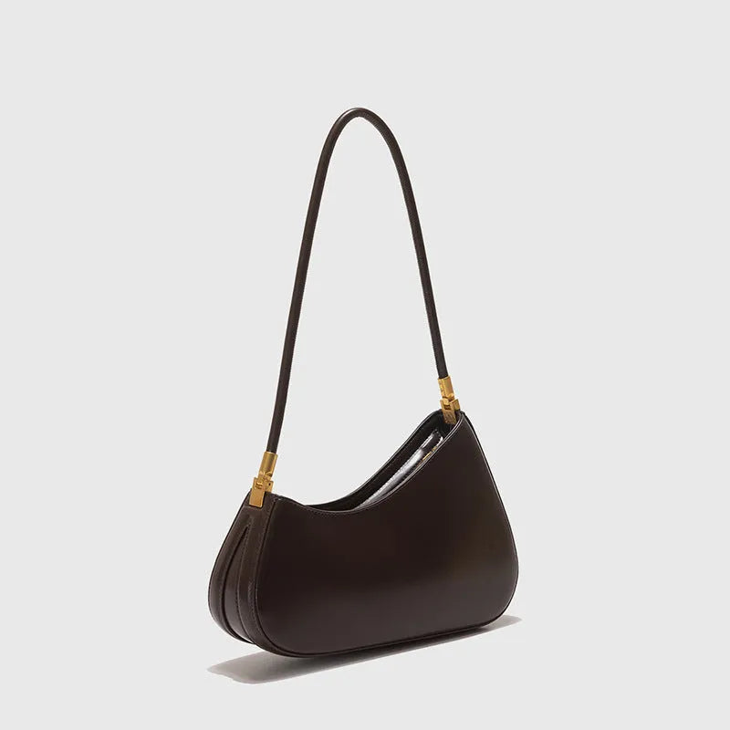 Women's retro oval underarm bag in PU leather with single shoulder strap