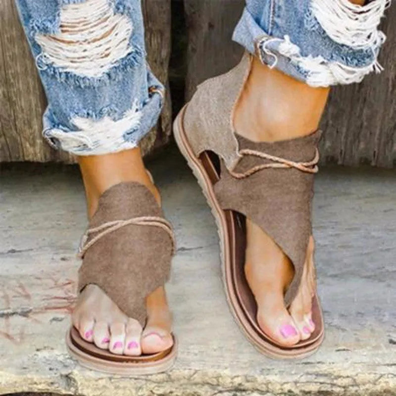 Flat plus size sandals with back zipper, leopard print, black or khaki, sizes 35-42