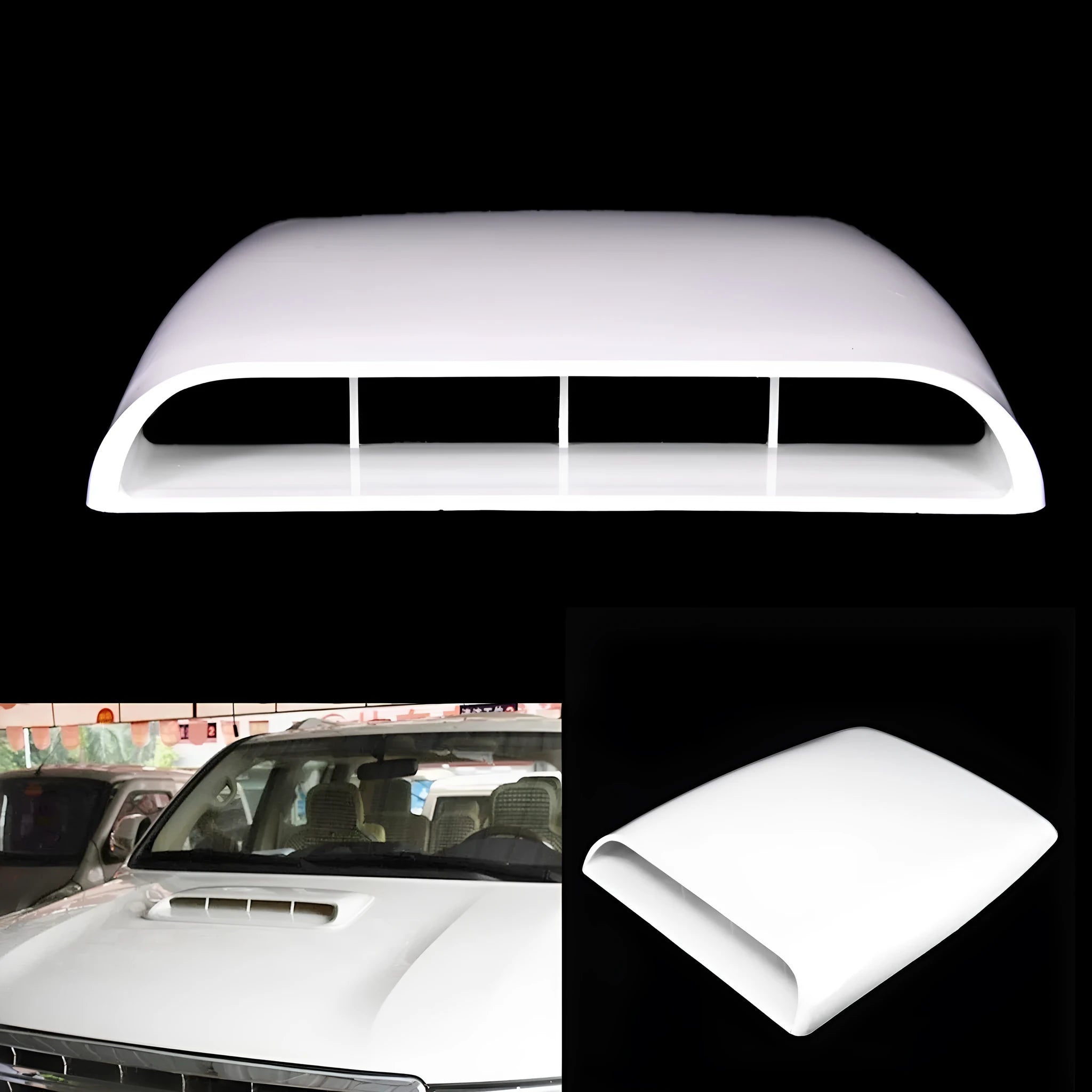 Black ABS plastic decorative car hood air outlet vent with adhesive base