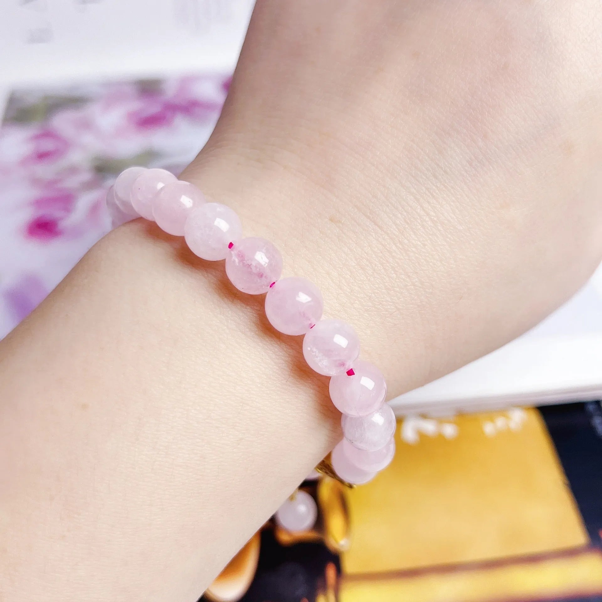 NAFU Chinese crystal peach blossom bracelet with pink colour and natural style