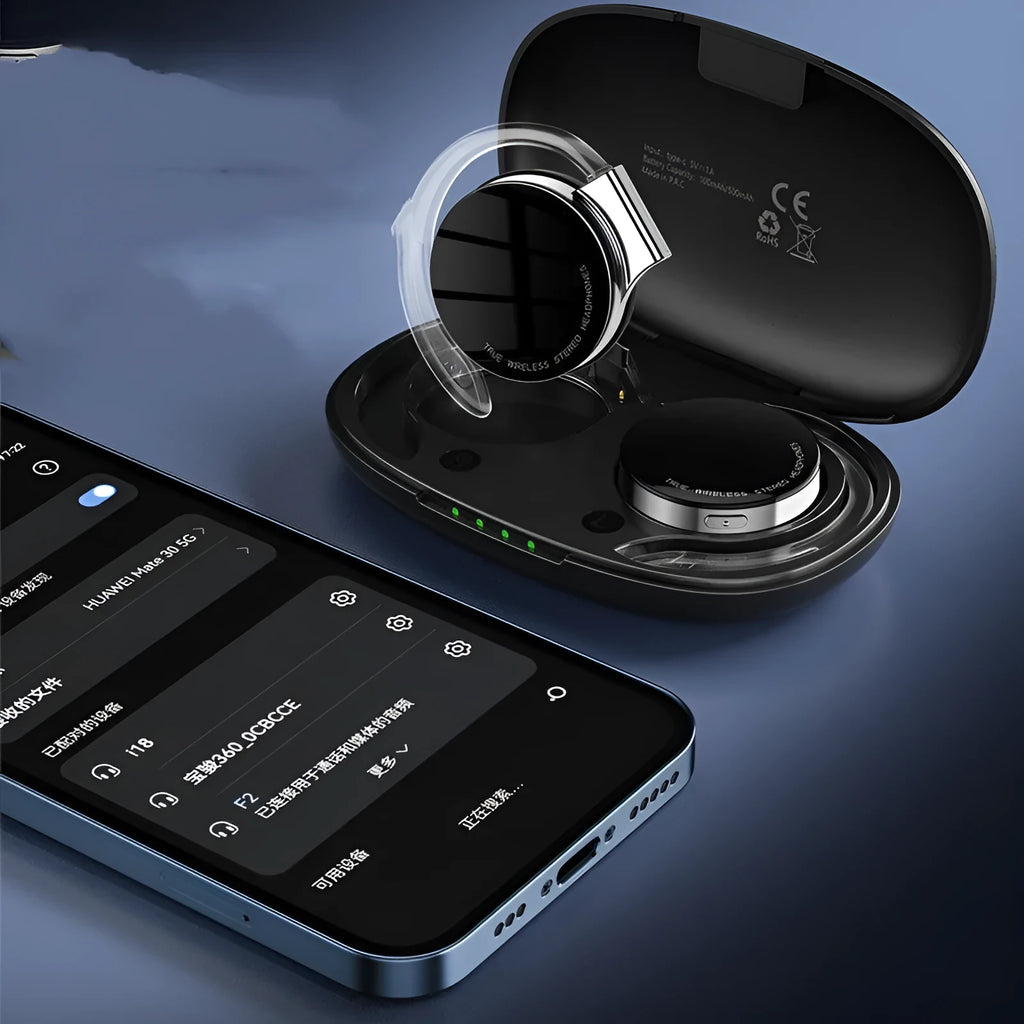 Black and white wireless Bluetooth sports earphones with bilateral stereo design