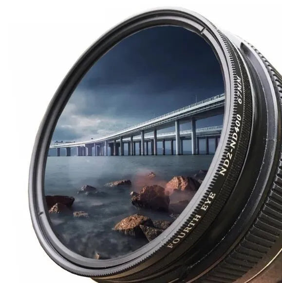 Adjustable multi-diameter ND grayscale camera filter for lens light control