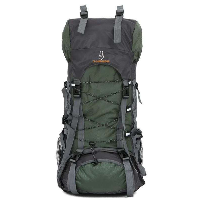 60L unisex outdoor backpack in ArmyGreen with waterproof and anti-theft features