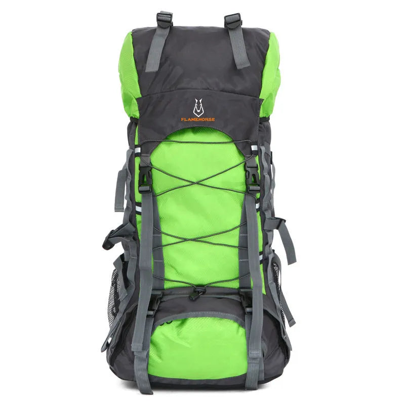 60L unisex outdoor backpack in ArmyGreen with waterproof and anti-theft features