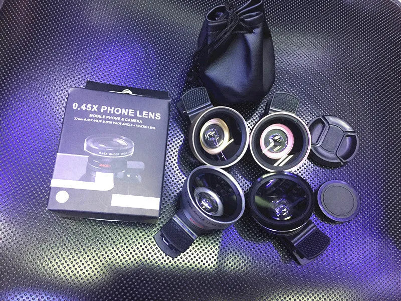 0.45X wide angle mobile phone lens attachment in four colour options with metal construction