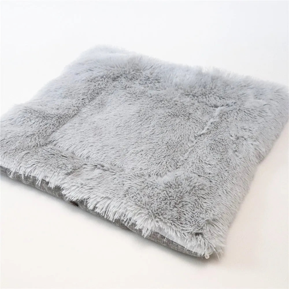 Velvet cat bed 61x51cm seat cushion in white or grey, also usable as pet mat or blanket