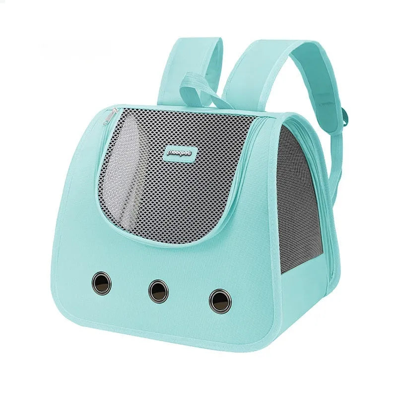 Medium-hard Oxford fabric portable pet cat backpack carrier in solid colour with large capacity