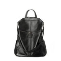 Genuine leather women's retro backpack showing organisation compartments and waterproof construction