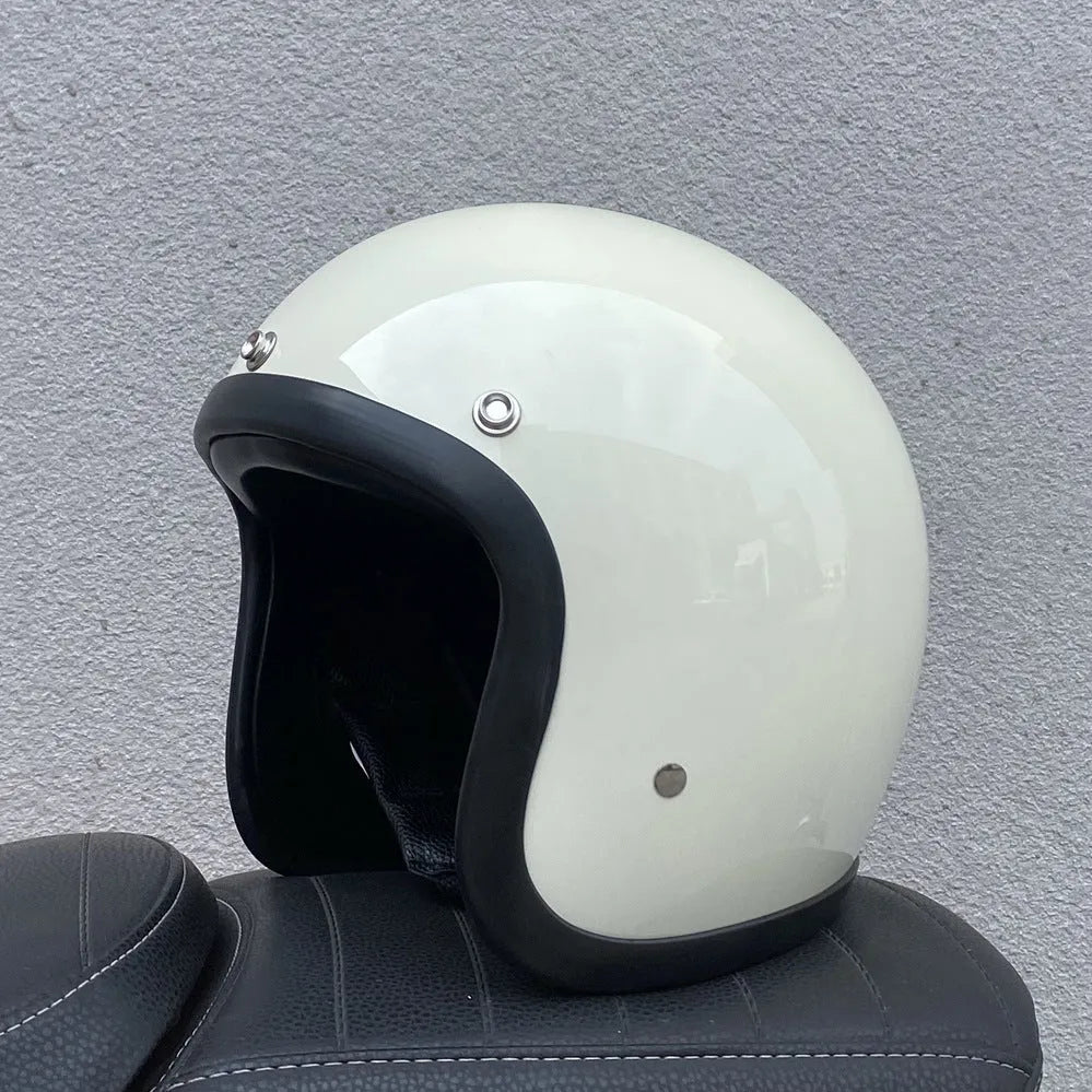 FRP glass fibre retro half motorcycle helmet for electric scooter commuting in cement grey colour