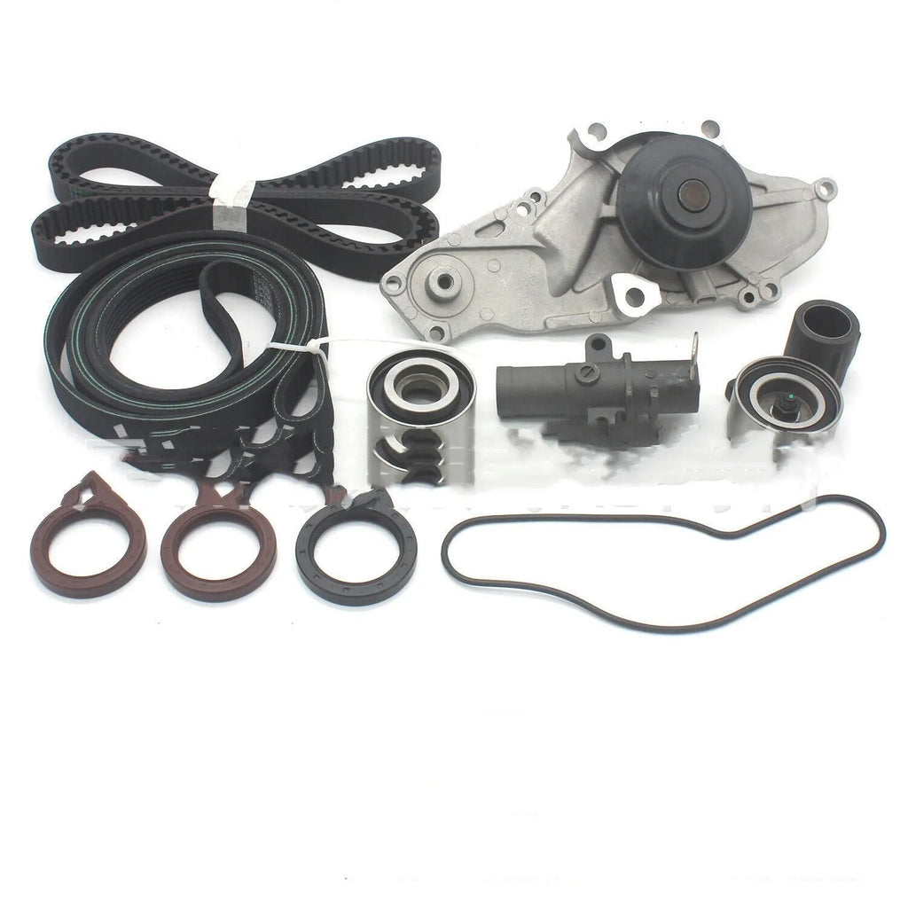 Metal automotive belt and water pump assembly measuring 28mm x 18mm x 16mm