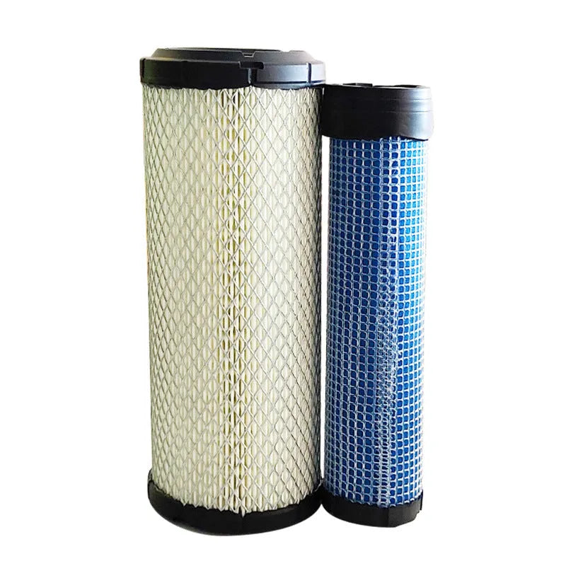 Donaldson 1027 air filter with wood pulp paper element, showing dimensions and straight/elbow connector options.