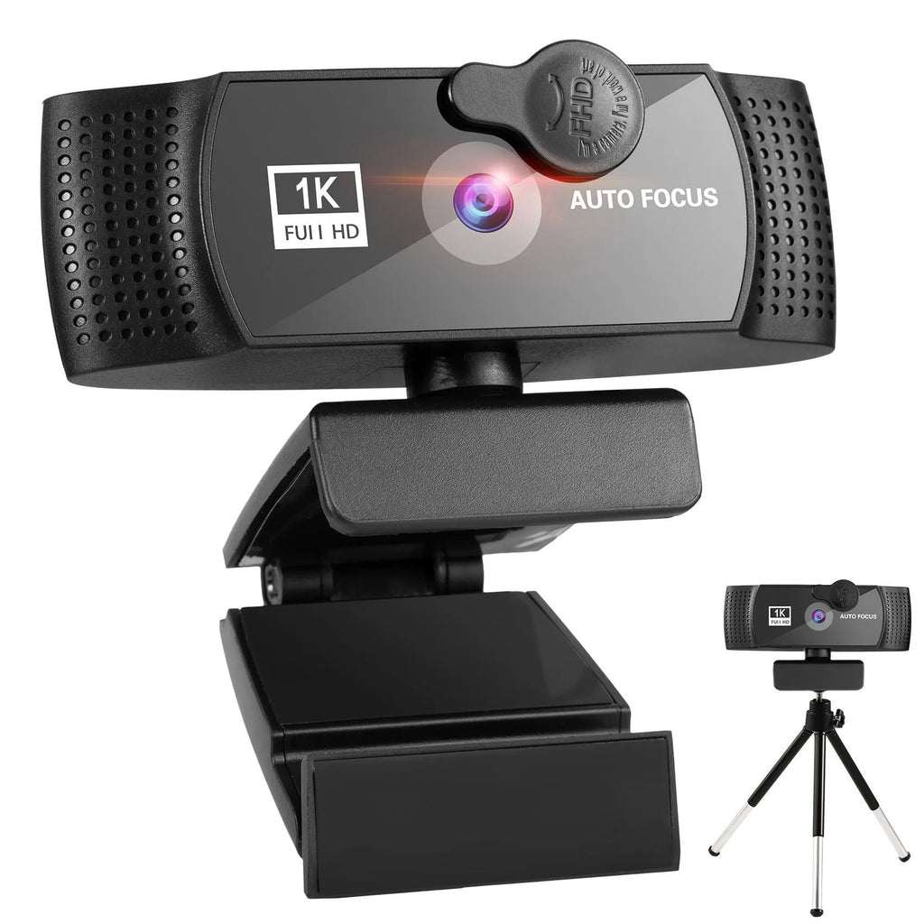 4K auto focus computer camera with 8MP CMOS sensor and built-in microphone on a desk