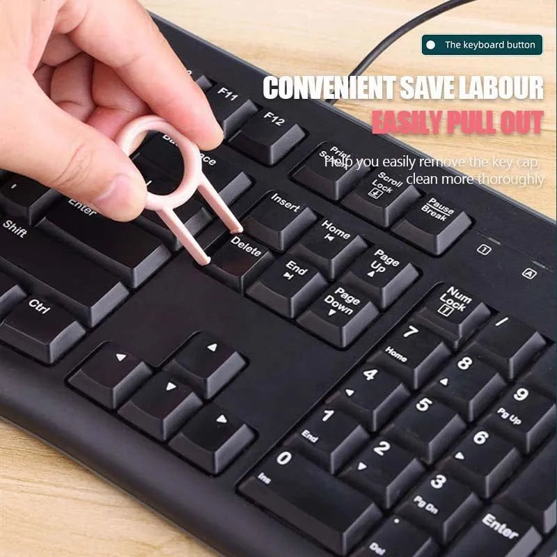 Multifunctional cleaning pen set with keycap puller, brush, spray bottle, and cloth for electronics