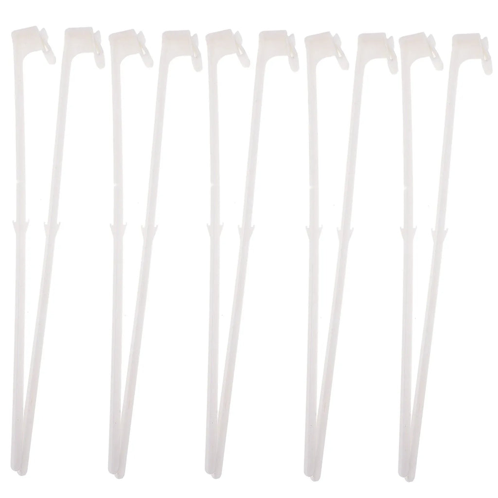 White PP plastic car window flag pole holder clip and 10 flag poles set.