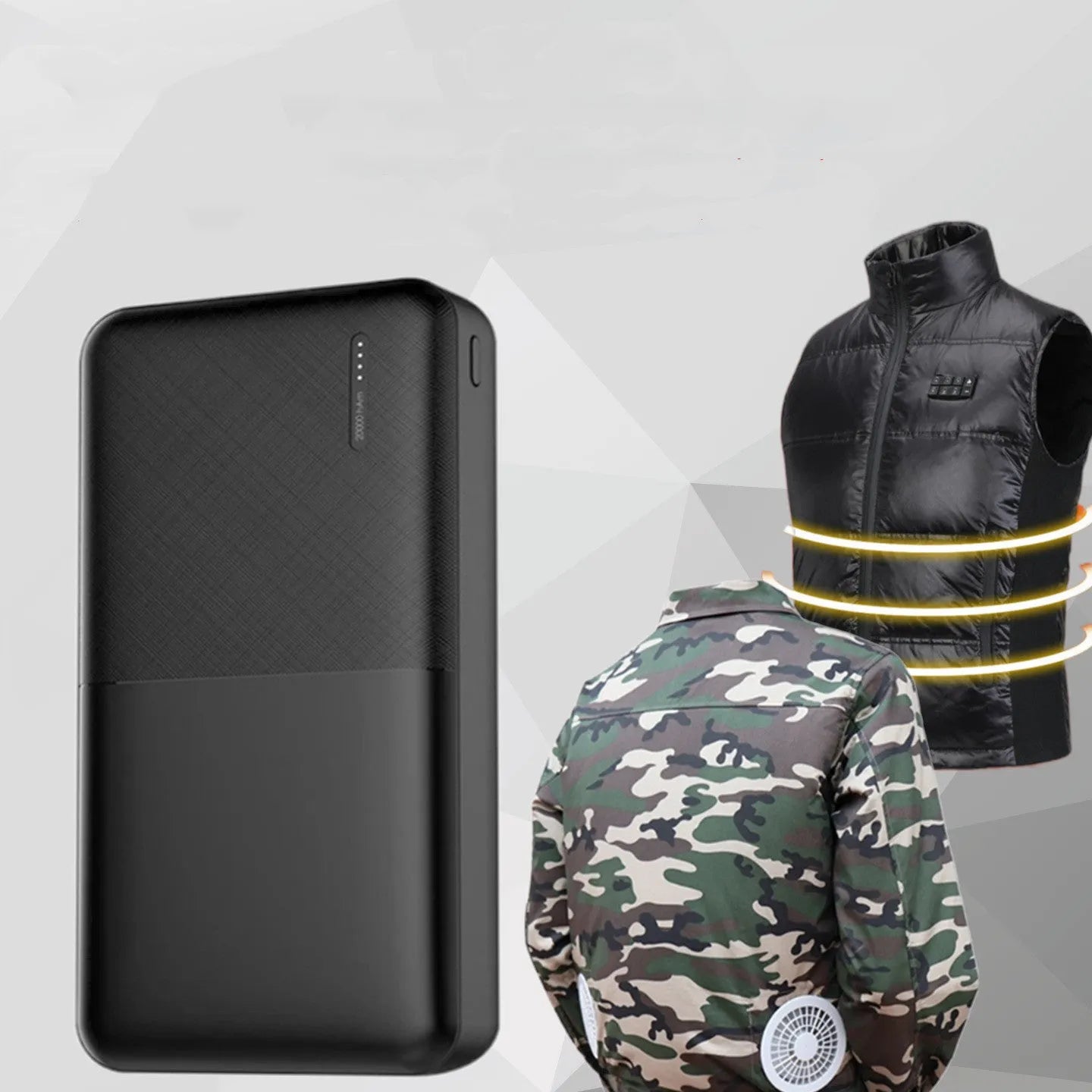 20000 mAh power bank with multi-U port outputs in black or white colour options
