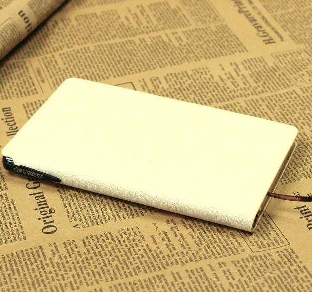 Simple notebook with pen slot soft PU leather cover A6 size 100 pages forest paper black colour