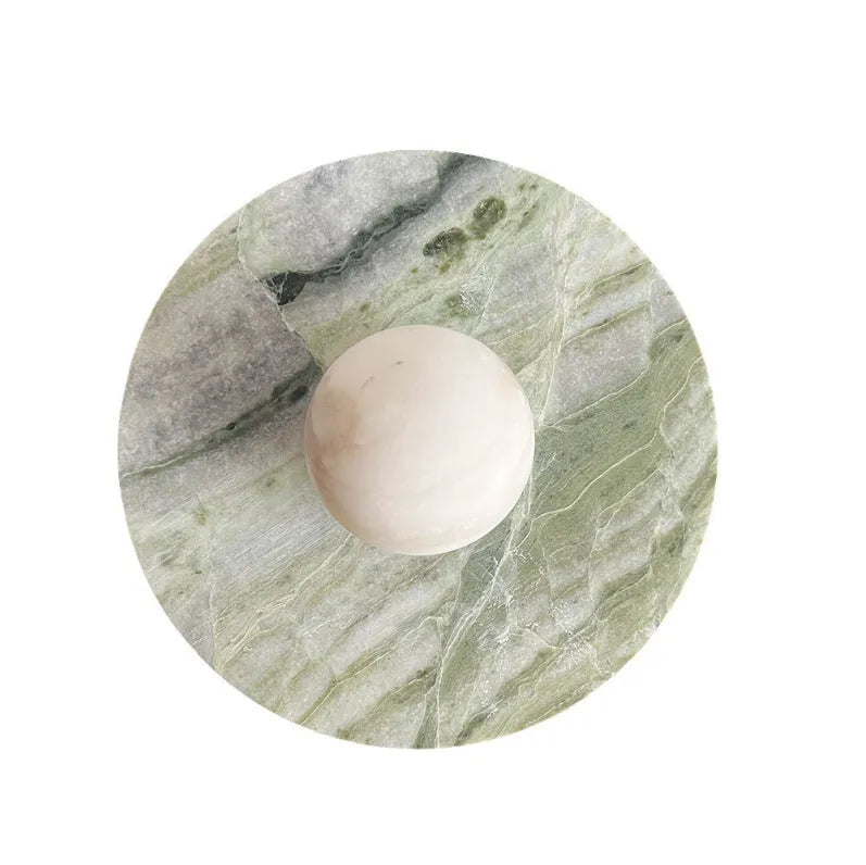 Irish green marble French entry wall lamp with warm LED light and marble shade
