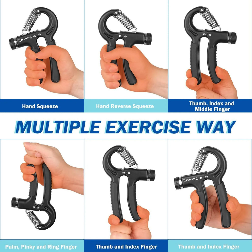 Adjustable hand-muscle developer spring grip in black for professional finger strength training