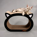 Cat head cat scratch board made from BC corrugated paper, 48.1x32x23 cm, grey and brown design