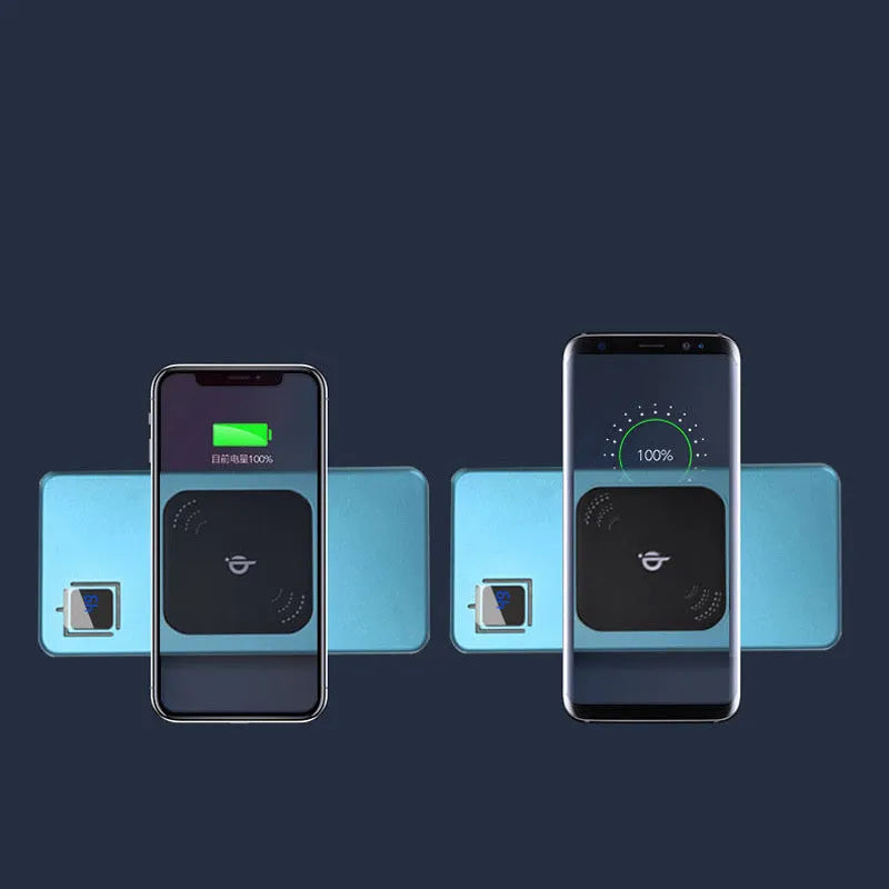 Black alloy mobile power bank with LCD screen showing battery level, next to red and blue versions.