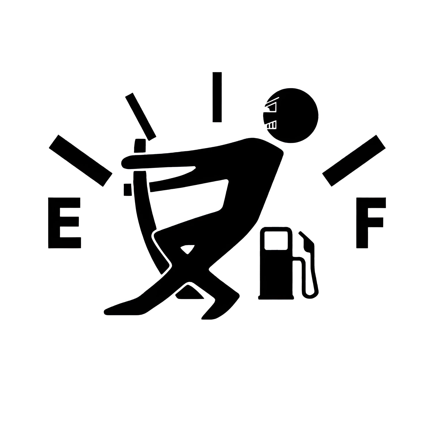Insufficient fuel and empty fuel car sticker in reflective material, black colour, 12.7cm x 9cm size