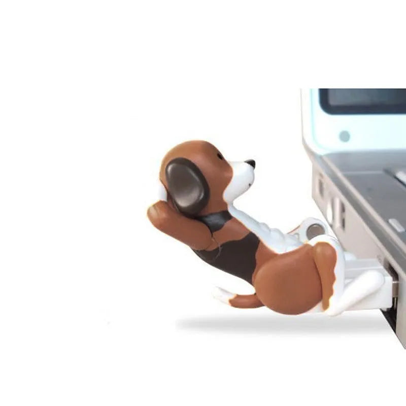 Portable mini brown USB powered dog figure for desktop computer stress relief