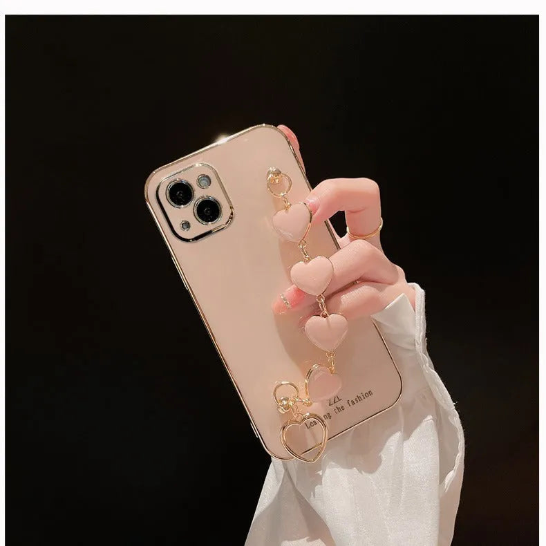 Silicone phone case with electroplated bracelet for Apple iPhone in butter green
