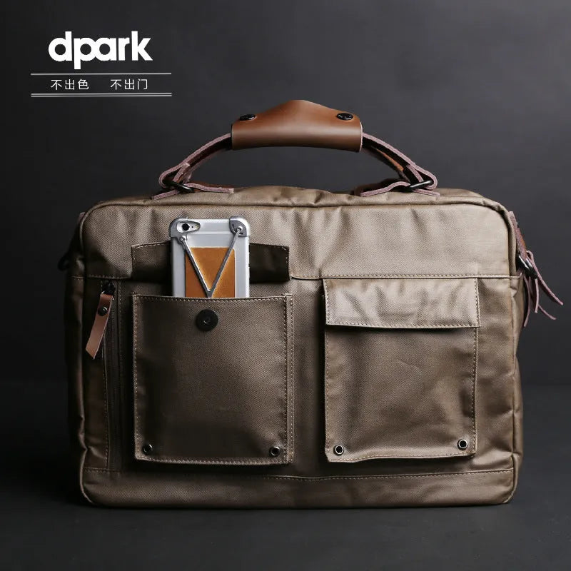 Dpark single shoulder laptop bag for 14-15 inch business computers in black, brown or khaki
