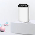 Mini power bank in black, blue, pink, or white with polymer lithium-ion battery and multiple USB ports