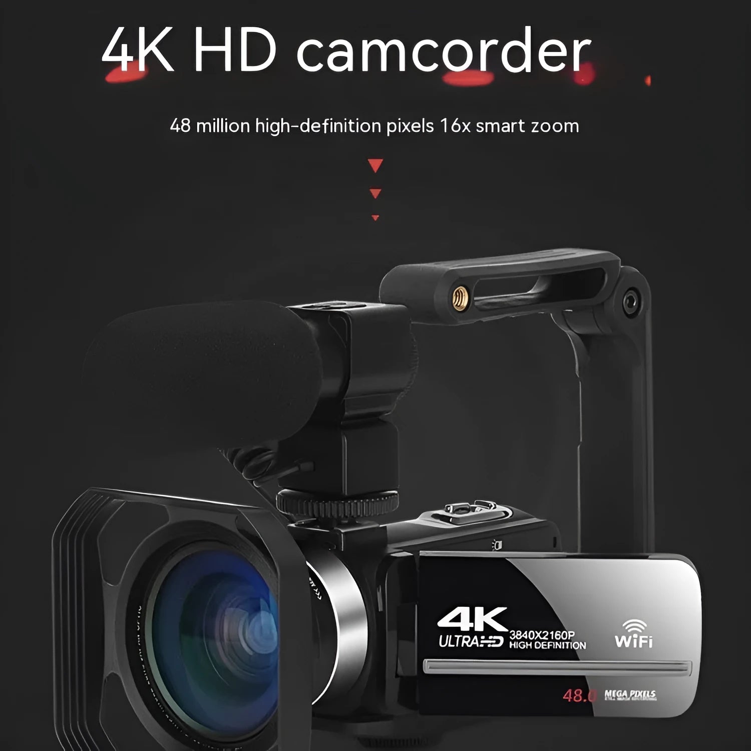 Black WIFI digital HD night vision camera with 3-inch screen and 37mm lens mount.