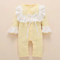 Baby one-piece cotton romper in pink for infant girls with 90% cotton content