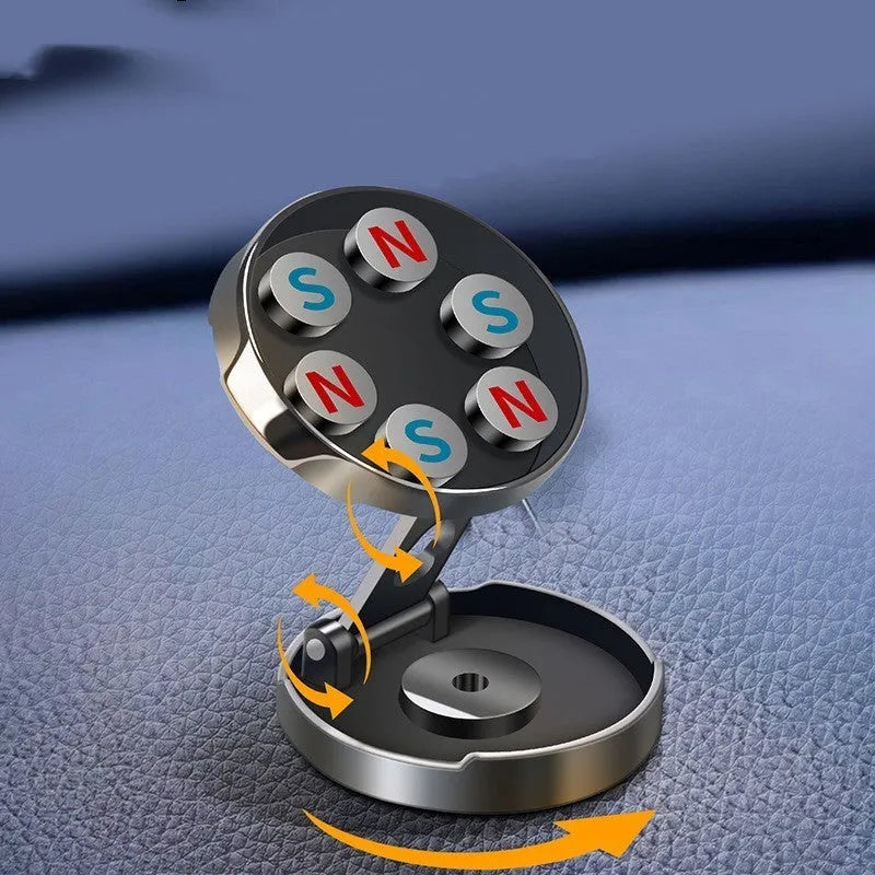 Black magnetic car phone holder with suction cup on steering wheel, ABS zinc alloy construction