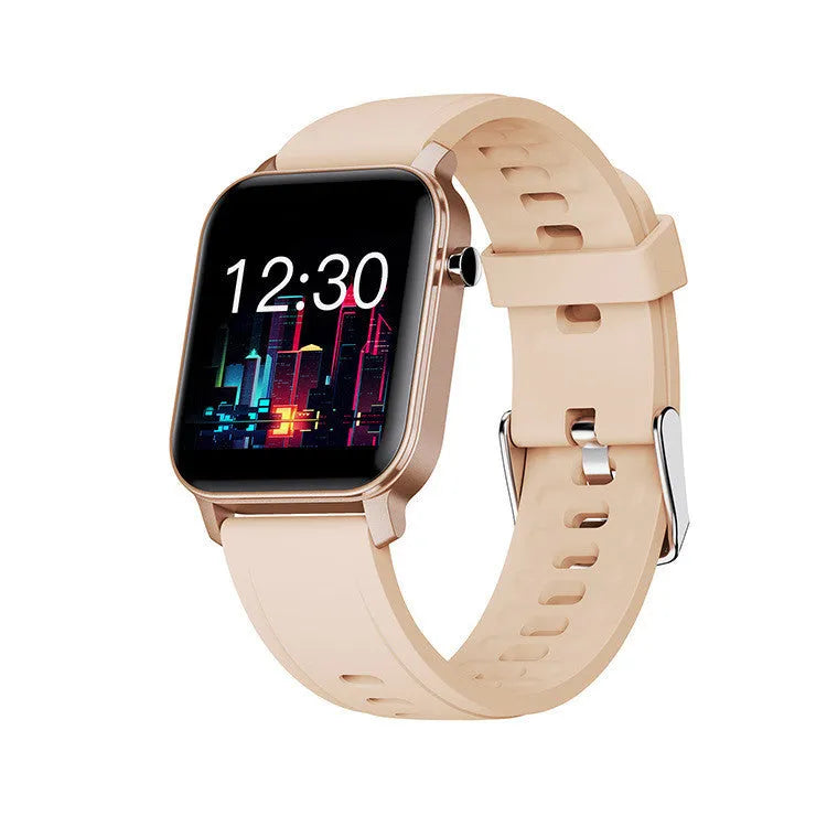 Black M2 smart bracelet watch with colour screen and silicone wristband on a wrist
