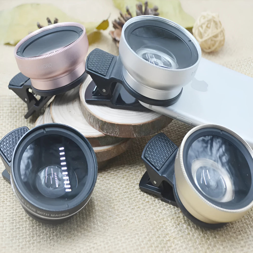 0.45X wide angle mobile phone lens attachment in four colour options with metal construction