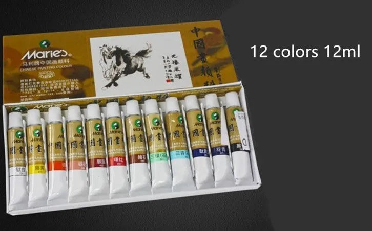 Chinese painting paint set with 12 to 36 colour tubes in 5ml and 12ml sizes