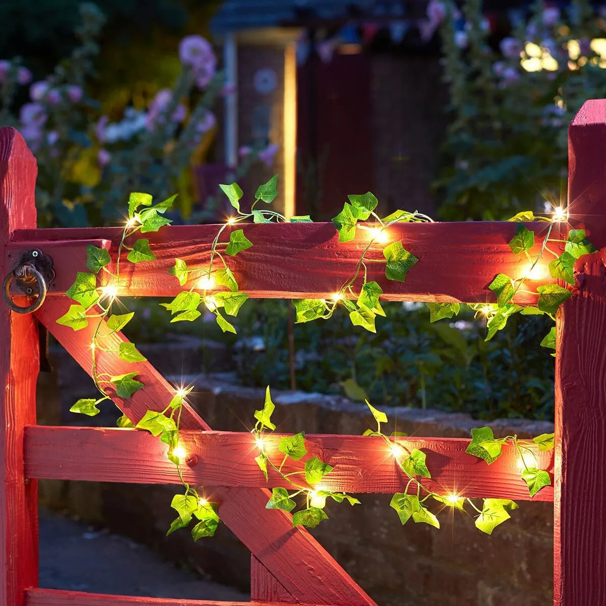 Artificial simulated leaves copper wire string lights with maple leaf green vine, warm white LEDs, 10m length, 100 lamp beads