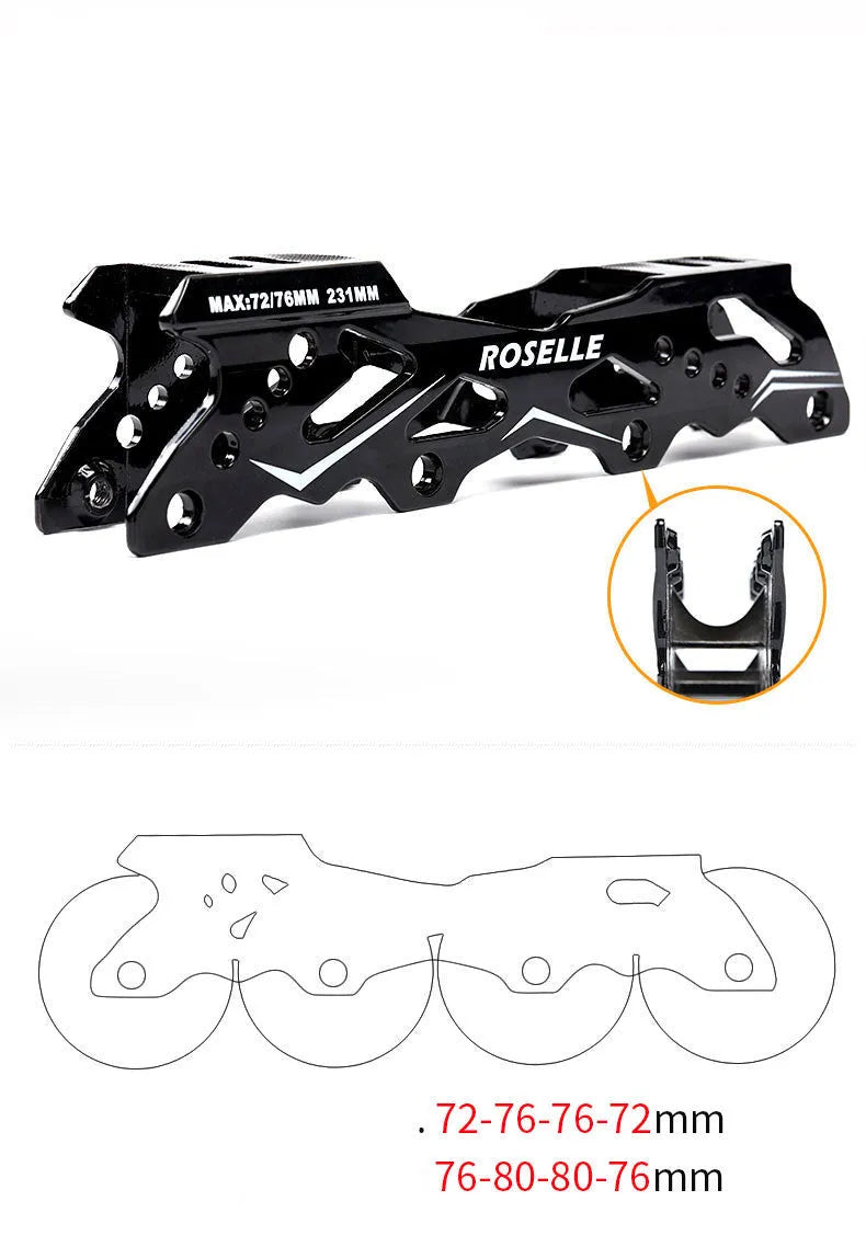 Adult inline roller skates for beginners in black with PP reinforced shell and aluminium alloy frame