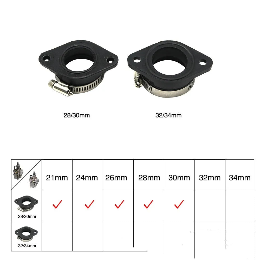 Carburetor intake tube interface adapter for UTV ATV with 33mm or 38mm diameter metal construction