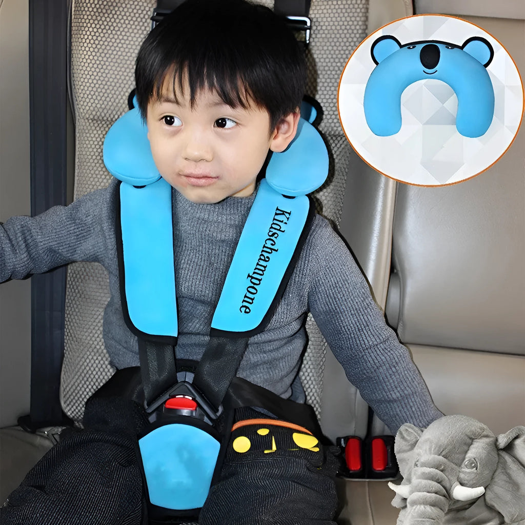 Polyester child car seat belt retainer cushion measuring 33x22cm for children 12-36kg