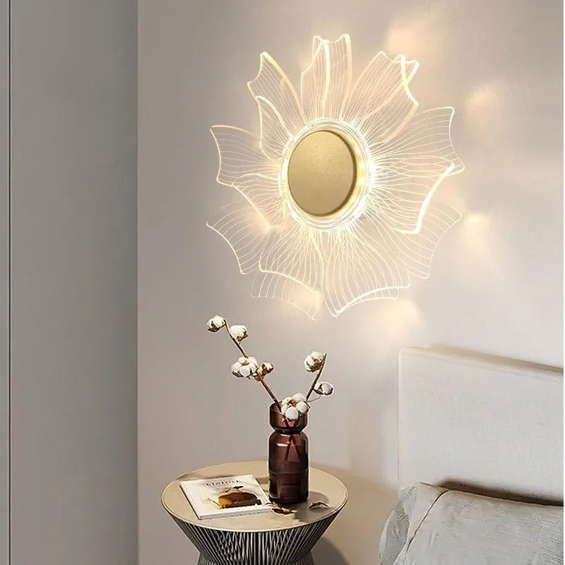 Petal acrylic LED wall lamp, 175 x 175 mm, windmill light colour, trichromatic dimming, 220V home wall light