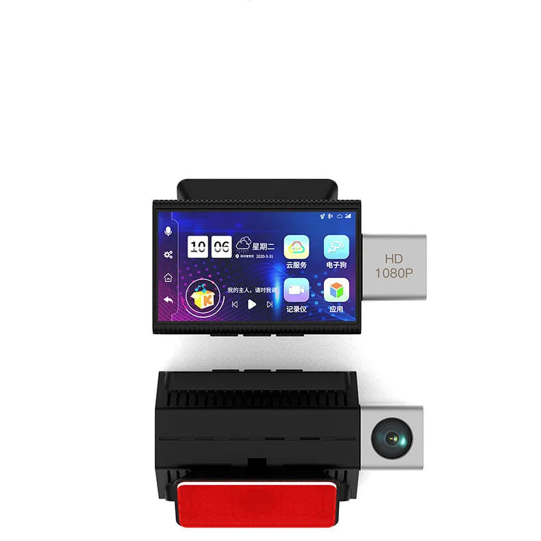 Black plastic 4G tachograph front and rear car camera recorder with touch screen display