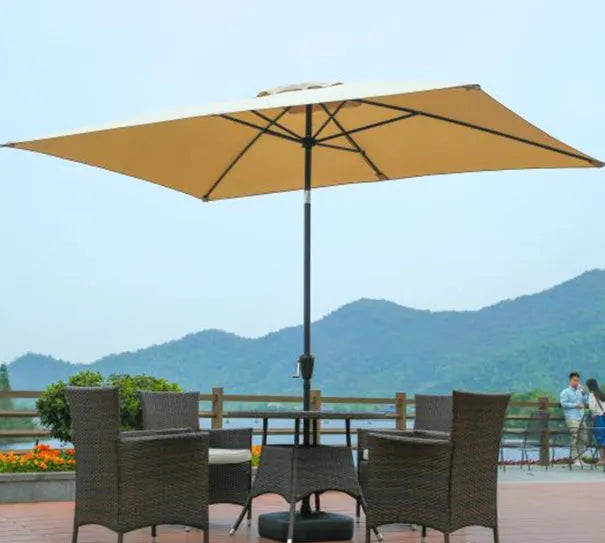 Outdoor garden umbrella 300x200cm square centre pole tilt swing rainproof in khaki on patio