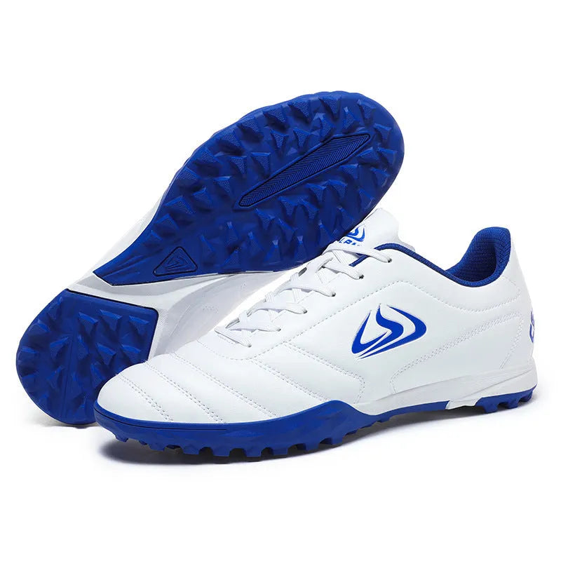 Men's outdoor football boots with synthetic leather upper and non-slip rubber sole for artificial grass