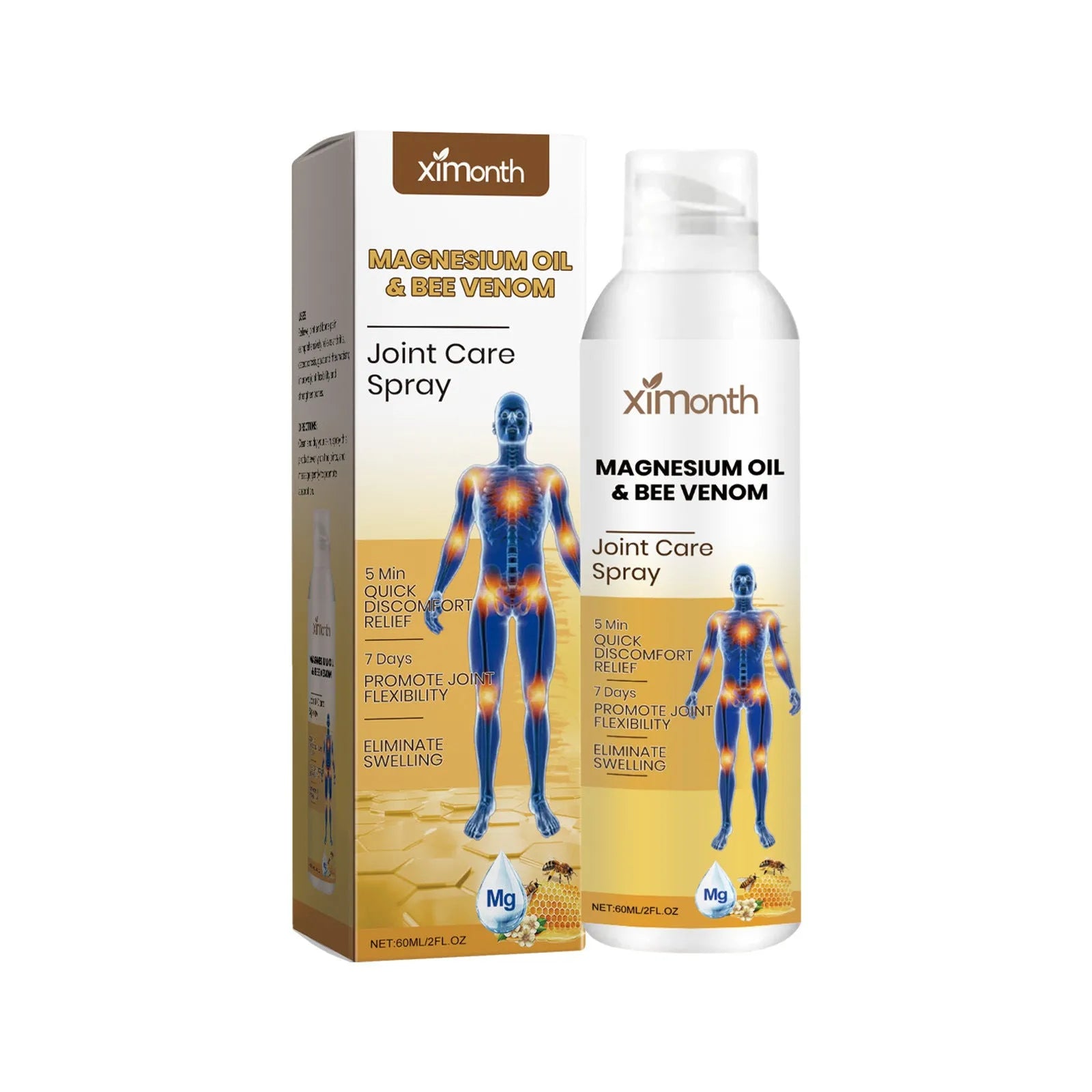 60ml joint care spray bottle with menthol and bee venom formula for moisturising relief