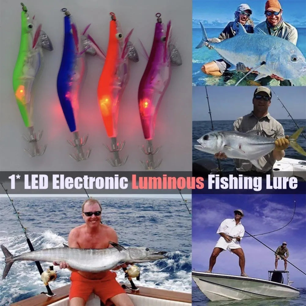 10cm electronic shrimp mino hard bait with 2.5# hooks, 3D eyes, and four colour options for sea rod fishing
