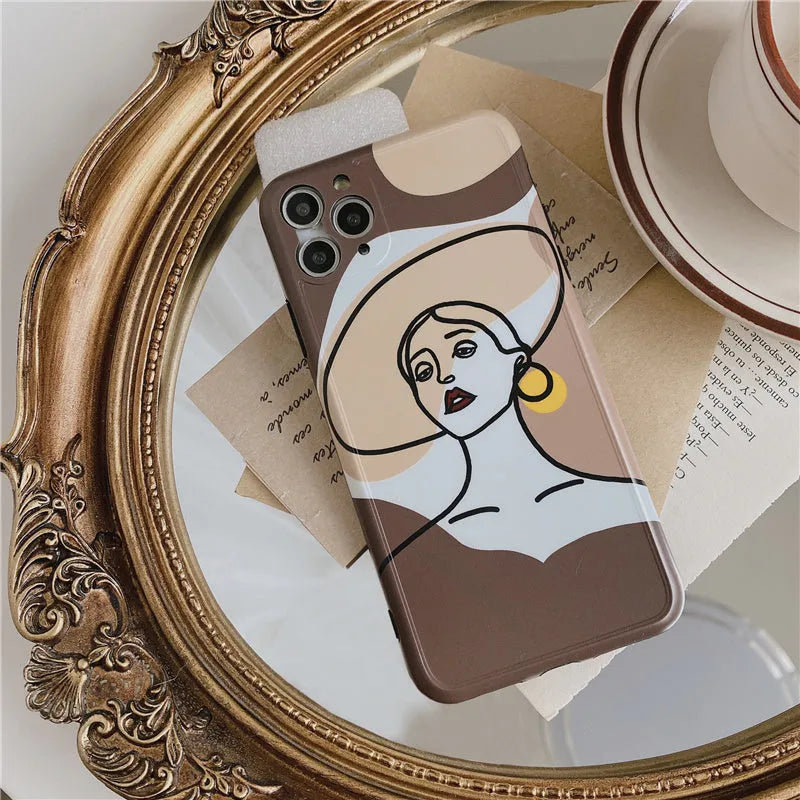 Orange yellow line painting cartoon design on soft silicone iPhone protective case