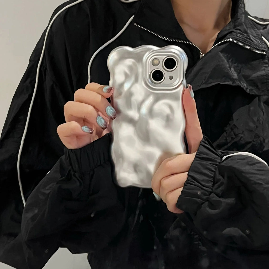 Matte silver bubble TPU phone case with anti-fingerprint texture for iPhone