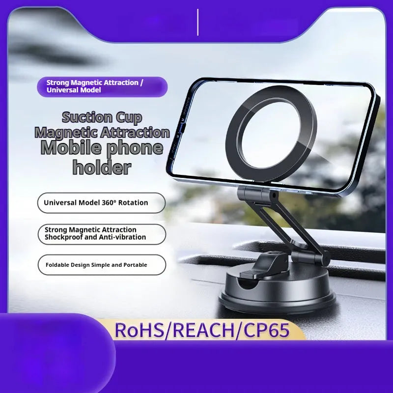 Black H154 magnetic phone holder with suction cup for car mounting